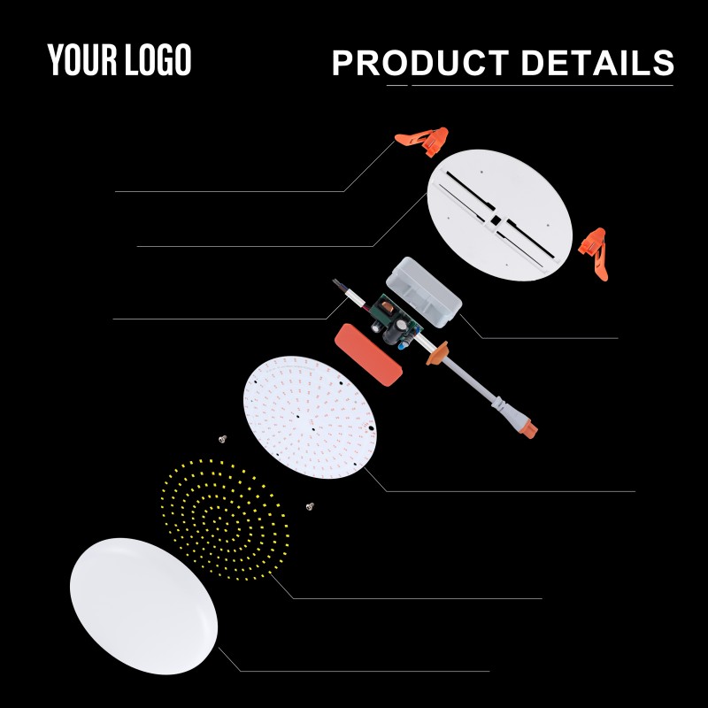 36W Recessed LED Frameless Panel Light, Aluminum + PC, Iron + PP